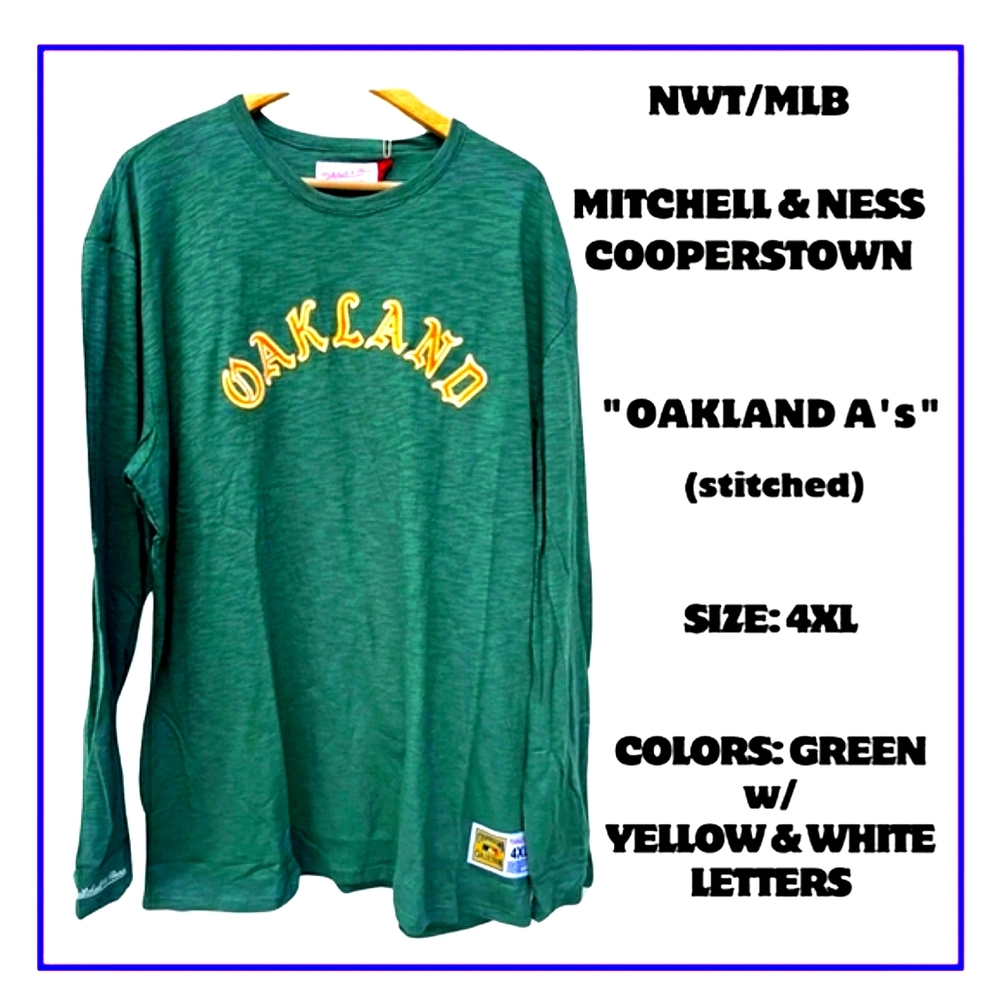 🔥"OAKLAND" A's -MITCHELL & NESS/LONG SLEEVE SHIRT/NWT